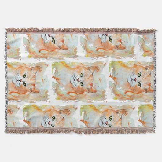 Cat Red Magic Humor Waterverf Mystic Deken (Voorkant)