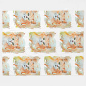 Cat Red Magic Humor Waterverf Mystic Fleece Deken (Voorkant (Horizontaal))