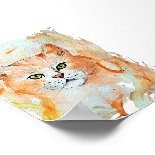 Cat Red Magic Humor Waterverf Mystic Poster (Hoek)