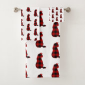 Cat Red Plaid Pattern Bad Handdoek (Insitu)