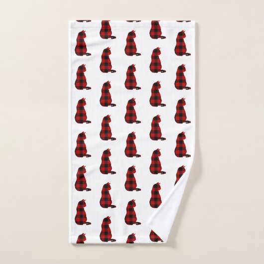 Cat Red Plaid Pattern Bad Handdoek (Handdoek)
