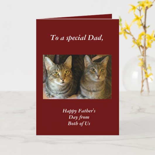 Cat Red Vaderdag Kaart (Gele Bloem)