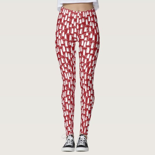 Cat Red White Leggings (Voorkant)