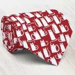 Cat Red White Stropdas<br><div class="desc">Veel kleine witte katten op een rode achtergrond. Een leuk patroon voor elk moment van het jaar, maar bijzonder leuk voor Kerstmis. Ideaal voor dierenartsen of dierenvrienden.</div>