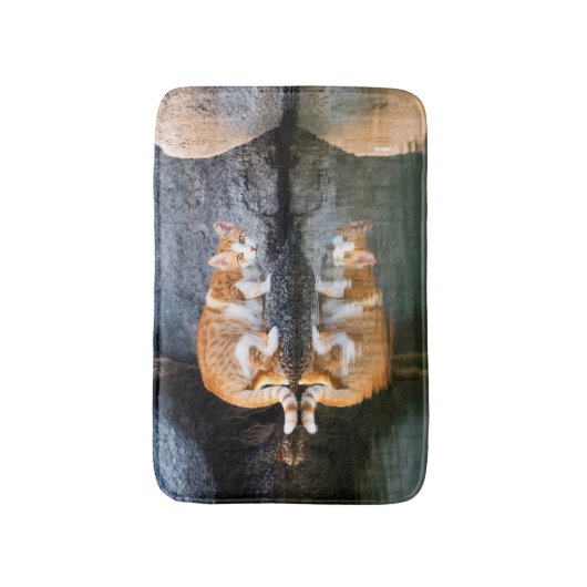 Cat Reflection in Pond Water Funny Foto - Badmat (Voorkant Verticaal)