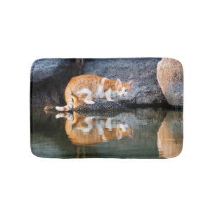 Cat Reflection in Pond Water Funny Foto - Badmat