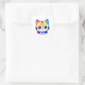 Cat. regenboogstaart vierkante sticker (Tas)