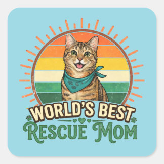 Cat Rescue Mom Vierkante Sticker