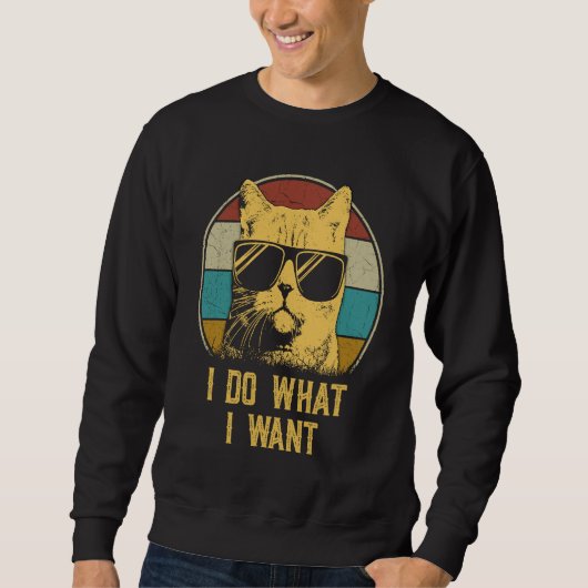 Cat Retro 80s i do what i want cat Trui (Voorkant)