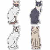  cat retro animal set sticker (Voorkant)
