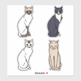  cat retro animal set sticker