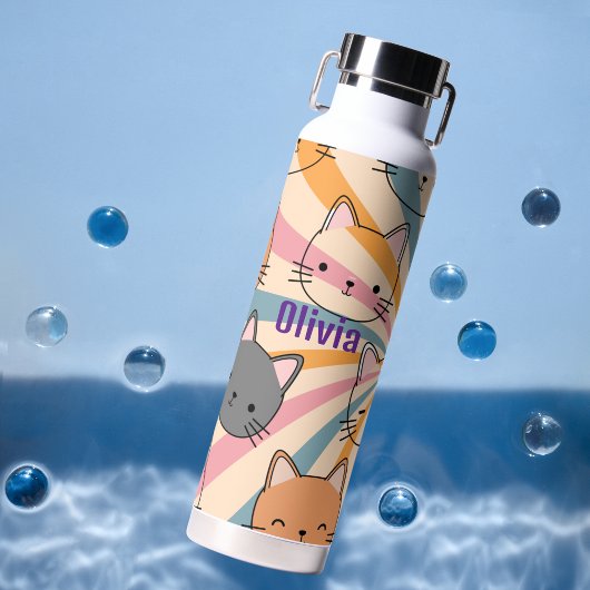 Cat Retro Kleurrijke Minimalistische Moderne Geper Waterfles