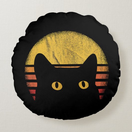 Cat Retro Rond Kussen (Voorkant)