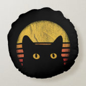 Cat Retro Rond Kussen (Achterkant)