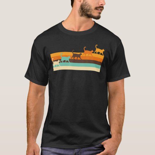 Cat Retro-stijl T-shirt (Voorkant)