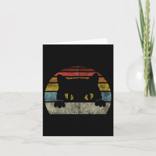 Cat Retro Style  Zwart Kitten Schattige Kat Ca Kaart