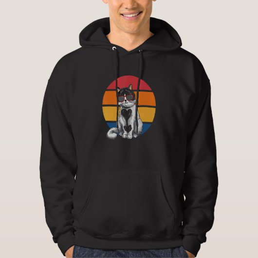 Cat  Retro Sunset Cat Sunset I Cat Hoodie (Voorkant)