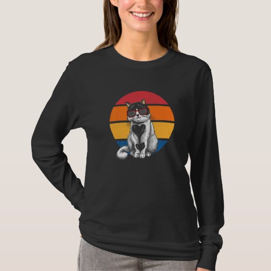 Cat Retro Sunset Cat Sunset I Cat T-shirt (Voorkant)