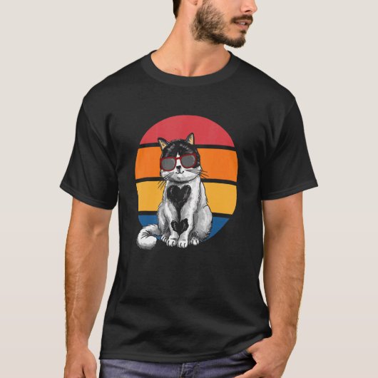 Cat  Retro Sunset Cat Sunset I Cat T-shirt (Voorkant)