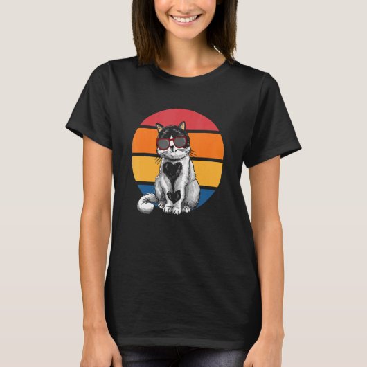 Cat  Retro Sunset Cat Sunset I Cat T-shirt (Voorkant)
