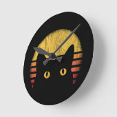 Cat Retro Vintage Ronde Klok (Hoek)