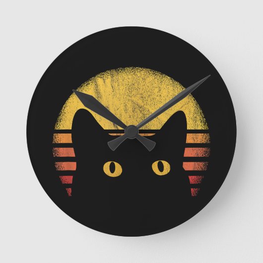 Cat Retro Vintage Ronde Klok (Voorkant)