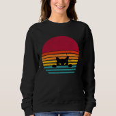 Cat retro vintage sunset peeking trui (Voorkant)