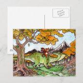 Cat Rides a Dinosaur Briefkaart (Voorkant / Achterkant)