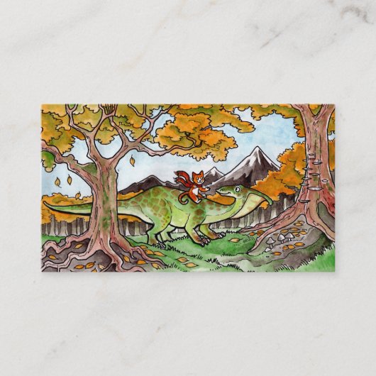 Cat Rides a Dinosaur Visitekaartje (Voorkant)