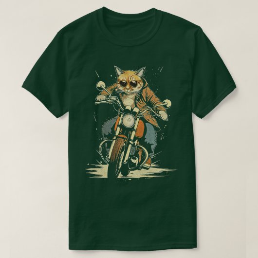 Cat Rides motorfiets T-shirt (Design voorkant)