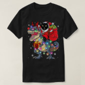 Cat Riding A Dinosaur T Rex kerstcadeaus Classi T-shirt (Design voorkant)