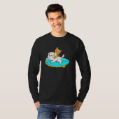 Cat riding a Dog on a Surfboard T-shirt (Voorkant volledig)