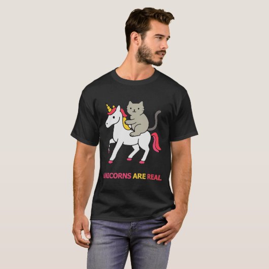 Cat riding an unicorn t-shirt (Voorkant volledig)