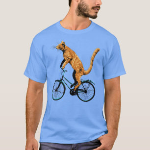Cat Riding Bicycle Funny Cat T-shirt voor een fiet
