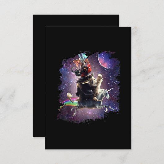 Cat Riding Chicken Turtle Panda Llama Unicorn Bedankkaart (Voorkant / Achterkant)