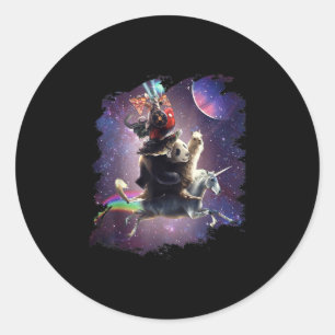 Cat Riding Chicken Turtle Panda Llama Unicorn Ronde Sticker