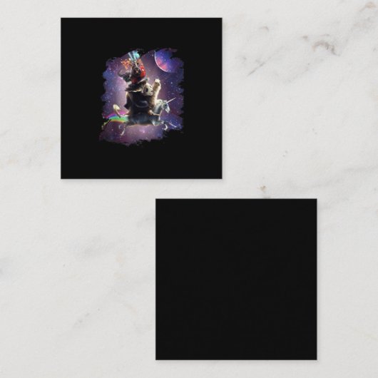 Cat Riding Chicken Turtle Panda Llama Unicorn Vierkante Visitekaartje (Voorkant / Achterkant)
