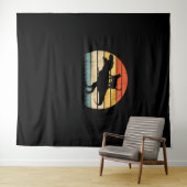 Cat Riding Dinosaur Retro Funny Graphic An Wandkleed (In Situ (horizontaal))