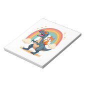 Cat Riding Dinosaur T-Rex Kitten Rainbow Dino Funn Notitieblok (Linkerzijde)