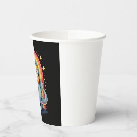 Cat Riding Dinosaur T-Rex Kitten Rainbow Dino Funn Papieren Bekers (Links)