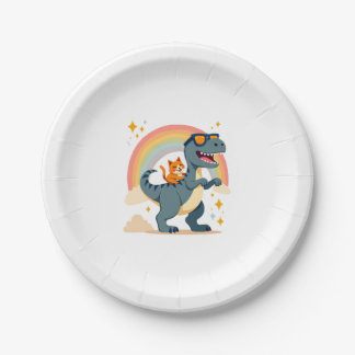 Cat Riding Dinosaur T-Rex Kitten Rainbow Dino Funn Papieren Bordje
