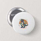 Cat Riding Dinosaur T-Rex Kitten Rainbow Dino Funn Ronde Button 5,7 Cm (Voorkant /achterkant)