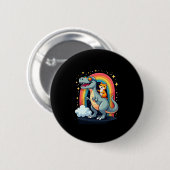 Cat Riding Dinosaur T-Rex Kitten Rainbow Dino Funn Ronde Button 5,7 Cm (Voorkant /achterkant)