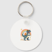 Cat Riding Dinosaur T-Rex Kitten Rainbow Dino Funn Sleutelhanger (Voorkant)