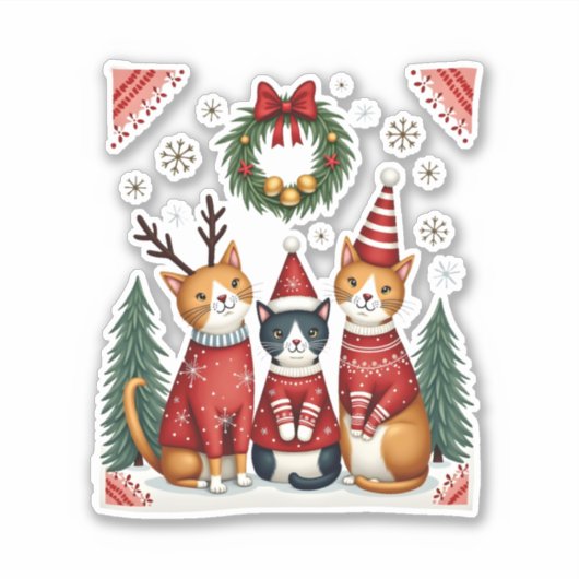 Cat Riding Dinosaur T-Rex Kitten Rainbow Dino Funn Sticker (Voorkant)