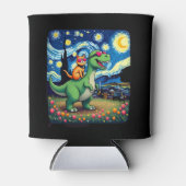 Cat Riding Dinosaur T-Rex Starry Night Cat Lover ( Blikjeskoeler (Voorkant)