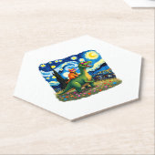 Cat Riding Dinosaur T-Rex Starry Night Cat Lover ( Kartonnen Onderzetters (Schuin)