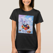 Cat Riding Dolphin On Clouds And Waffles T-shirt (Voorkant)