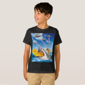Cat Riding Fire Ademende Haai Regenboog Laser Taco T-shirt (Voorkant volledig)