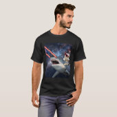 Cat Riding Laser Space Shark T-shirt (Voorkant volledig)